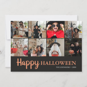 Familie Speelse Gelukkige Halloween Fotocollage Zw Kaart