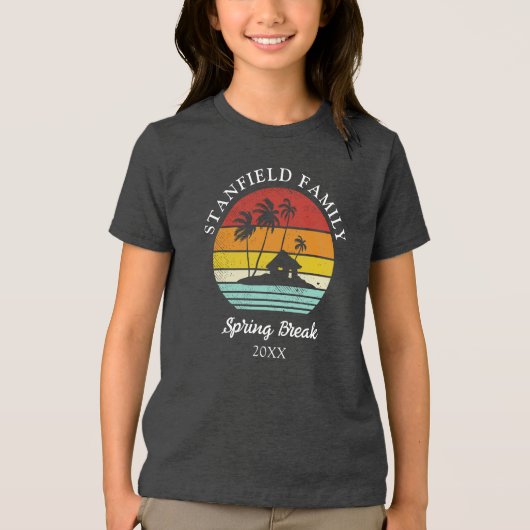 Familie Spring Break Strand Palm Trees Matching Tri-Blend Shirt (Voorkant)