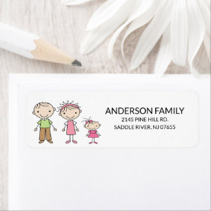 Familie Stick Mensen retourneren adreslabels Etiket