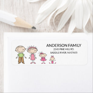 Familie Stick Mensen retourneren adreslabels Etiket
