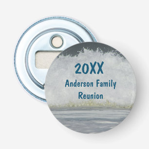 Familie strand hereniging zomer oceaan vakantie button flesopener