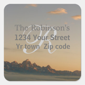 Familie teton en wolken adreslabel vierkante sticker