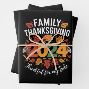 Familie Thanksgiving 2024 Dankbaar voor mijn famil Inpakpapier Vel
