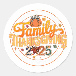 Familie Thanksgiving 2025 Dankbaar Grateful Pompoe Ronde Sticker
