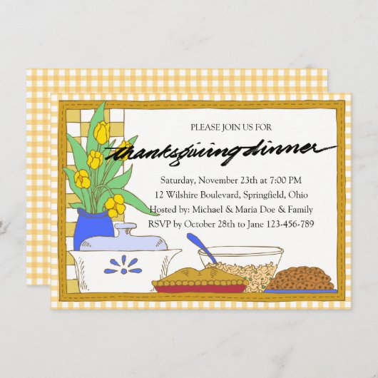 Familie Thanksgiving Feast Diner Uitnodiging (Voorkant / Achterkant)