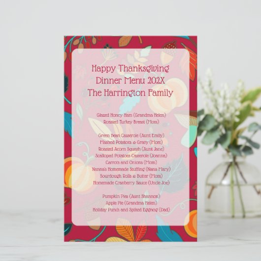 Familie Thanksgiving menu menu menu Keepomwille Ma (Staand voorkant)