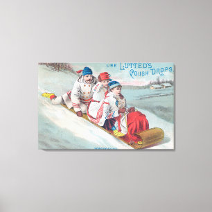 Familie Tobogganing en gebruik van drooggekookte h Canvas Afdruk