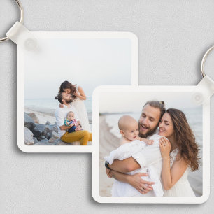 Familie Twee Foto Dubbelzijdige Aluminium Sleutelh Sleutelhanger