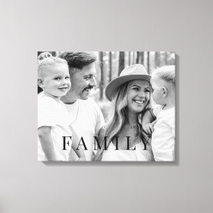 Familie Typografie B/W Portret Grote Canvas Print