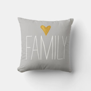 "familie"-typografie, duif grijs kussen