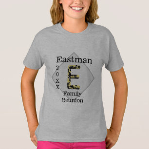 Familie Unieke Gold Black Letter E Monogram T-shirt