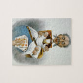  familie, vader met baby's en pokerhand legpuzzel (Horizontaal)