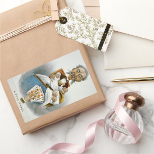  familie, vader met baby's en pokerhand rechthoekige sticker