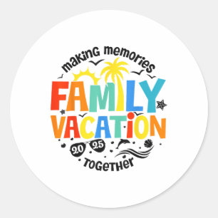 Familie Vakantie 2025 Familie Matching Zomer Vacat Ronde Sticker