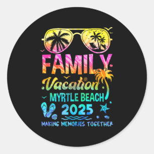 Familie Vakantie 2025 Myrtle Beach Matching Memori Ronde Sticker