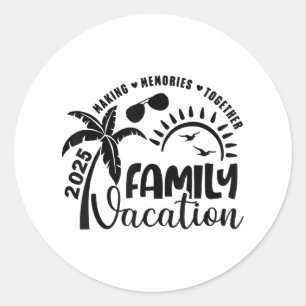 Familie Vakantie 2025 Strand Matching Familie Zome Ronde Sticker