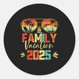 Familie Vakantie 2025 Strand Matching Zomer Vakant Ronde Sticker