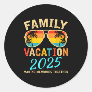 Familie Vakantie 2025 Strand Matching Zomer Vakant Ronde Sticker