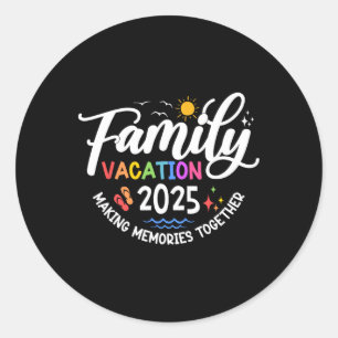 Familie Vakantie 2025 Strand Matching Zomer Vakant Ronde Sticker