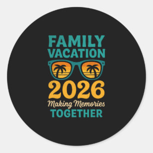 Familie Vakantie 2026 Tropische Zonsondergang Heri Ronde Sticker