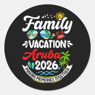 Familie Vakantie Aruba 2026 Herinneringen Maken St Ronde Sticker
