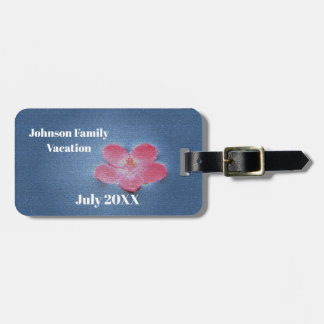 Familie Vakantie Bloem Minimalistische Roze Bloem Bagagelabel