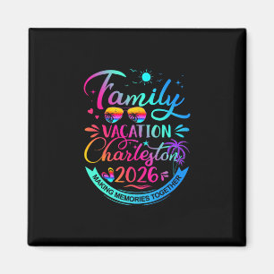 Familie Vakantie Charleston 2026 Palmboom Cadeau Magneet