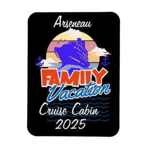 Familie Vakantie Cruise Cabin Zwart Personaliseren Magneet