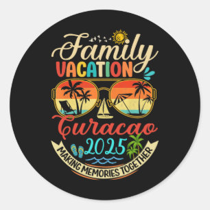 Familie Vakantie Curacao 2025 Herinneringen Famili Ronde Sticker