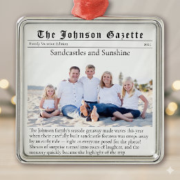 Familie Vakantie Foto Keepsake Krant Metalen Ornament