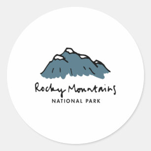 Familie Vakantie Ontwerp - Retro Rocky Mountains N Ronde Sticker