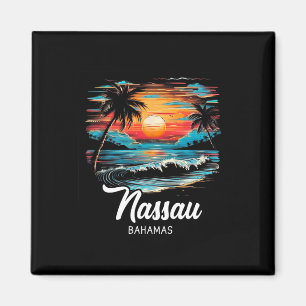 Familie Vakantie Retro Zonsondergang Bahamas Nau Magneet