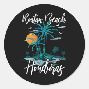 Familie vakantie retro zonsondergang Honduras Roat Ronde Sticker