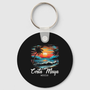 Familie Vakantie Retro Zonsondergang Mexico Costa  Sleutelhanger
