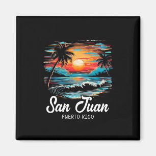 Familie Vakantie Retro Zonsondergang Puerto Rico S Magneet
