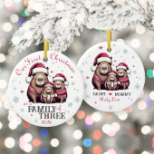 Familie van 3 Capybara Snowflake Eerste Kerstdag Keramisch Ornament