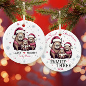 Familie van 3 Capybara Snowflake Eerste Kerstdag Keramisch Ornament