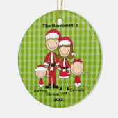Familie van 4 kerstversiering keramisch ornament (Links)