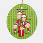 Familie van 5 kerstversiering keramisch ornament (Links)