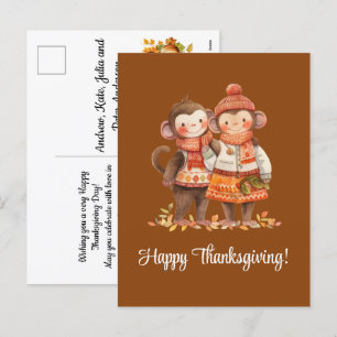Familie van Apen Happy Thanksgiving Feestdagenkaart