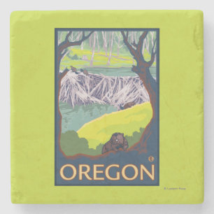 Familie van Beavers Stenen Onderzetter