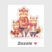 Familie van Chipmunks Herfst Sticker (Vel)