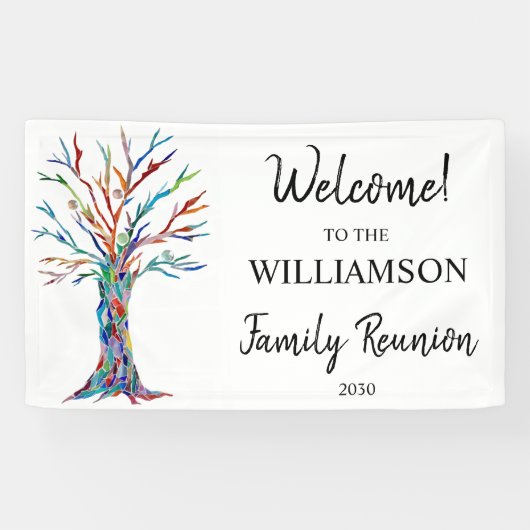 Familie van de Boom van de Familie reunion Welkoms Spandoek (Horizontaal)