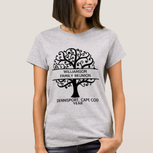 Familie van de Boom van de familie Reunion Zwarte  T-shirt