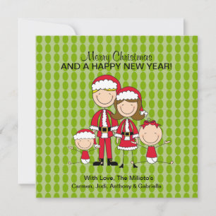 Familie van de kerstkaart van 4 sockets