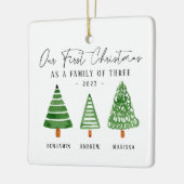 Familie van drie eerste Kerstmis Keramisch Ornament (Links)