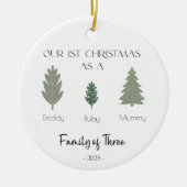 Familie van Drie Eerste Kerstmis Ornament (Voorkant)