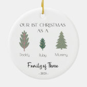 Familie van Drie Eerste Kerstmis Ornament (Achterkant)