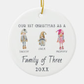 Familie van drie | Eerste kerstversiering Keramisch Ornament (Voorkant)