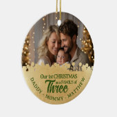 Familie van Drie Foto Ornament Eerste Kerstmis (Rechts)